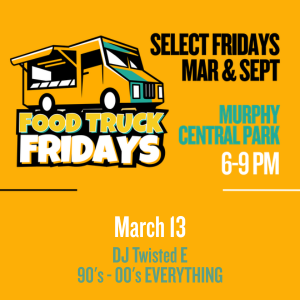 Food Truck Friday logo with text saying the date and time